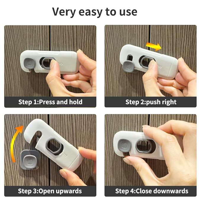 10Pack Child Proof Refrigerator Lock, Fridge Locks for Kids,with Adhesive,Child Safety Locks for Doors, RV Refrigerator, Oven Lock Child Safety Baby Cabinet Locks (Green, 10 Count (Pack of 1))