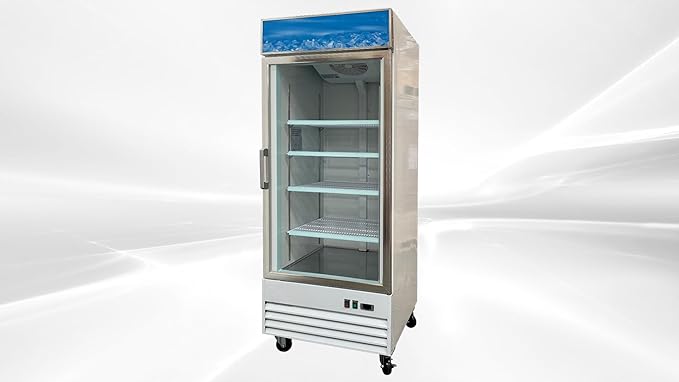 Commercial 1 Glass Door Freezer, ETL Upright Display, 31" W 23 cu.ft. Aluminum Interior, LED Lighting for Shop, Restaurant -10°F~ 0°F