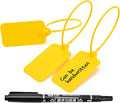 100pcs Luggage Tags Plastic Seals Shipping Label Logistics Sign Tie Bag Tag, Sealing Storage Multi Purpose Name ID Tag with Marker for Suitcases, Backpack, Schoolbag, Car Key (Yellow)