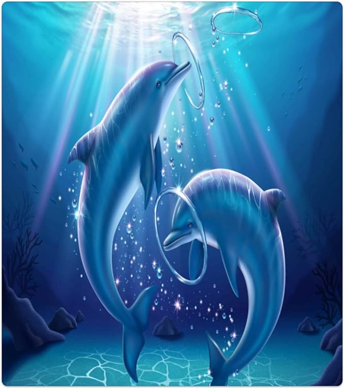 Dolphin in Ocean Dishwasher Magnet Cover for The Front Dishwasher Door Cover Panel Decals Magnetic Refrigerator Cover for Kitchen Farmhouse Home Decor（23 X 26 in）