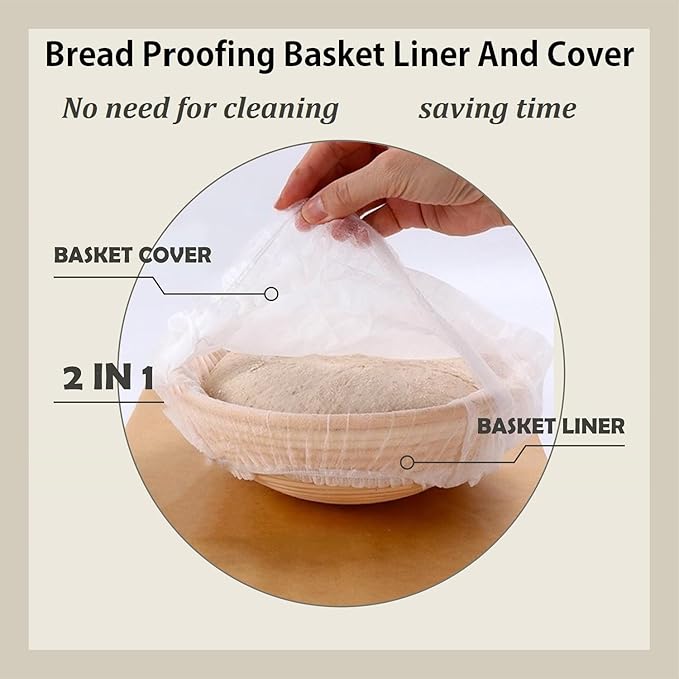 200 Pcs Banneton Liner,Banneton Bread Proofing Basket Non Woven Liners Non-Stick Dough,Bread Proofing Cover,Elastic Banneton Basket Liner,Sourdough Bread Baking Supplies
