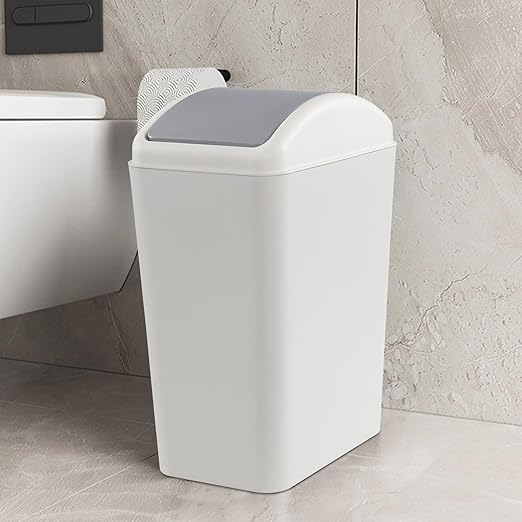 Vababa 3-Pack 4.5 Gallon Plastic Trash Can with Swing Lid, Swing-Top Waste Can, Gray