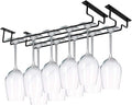 MOCOUM 2 Pack 15.6" Wine Glass Rack Under Cabinet, Stemware Holder Storage Hanger for Up To 10 Glasses, Kitchen Bar (Black)