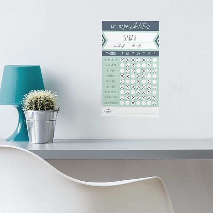 Modern Weekly Chore Chart / 6" x 10" Sticky Note Fill-in Task List/Homeschool Task Assignment List