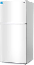 BLACK+DECKER 20.1 Cu. Ft. Top Mount Refrigerator with Ice Maker, 2-Door Refrigerator with Top Freezer, Freezer with Icemaker and Adjustable Temperature Control, ENERGY STAR, BR2010JIMW, White