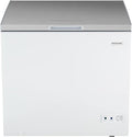 Frigidaire Chest Deep Freezer, 7 Cu. Ft. Capacity, Shiny Stainless Steel Top Lid Design-Adjustable Thermostat-Removable Vinyl Coated Wire Basket-Easy Defrost Drain- Garage Ready