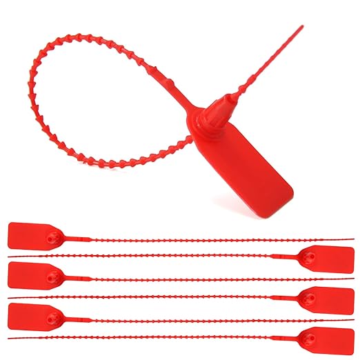 1050 PCS Red Numbered Security Zip Ties for Fire Extinguisher Plastic Tamper Evident Seal Tags Pull Tite Self-Locking Disposable Safety Locks