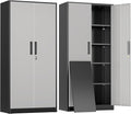 Greenvelly Metal Garage Storage Cabinet with 2 Doors and 4 Adjustable Shelves, 72”H Steel Lockable Storage Cabinet,Tall Metal Cabinet Locking File Cabinet for Office,Home, Garage, Gym, School