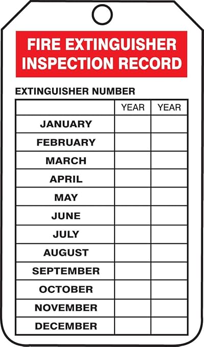 AccuformNMC "FIRE Extinguisher Inspection Record" Pack of 25 Mini PF-Cardstock Tags, 4.25" x 2.13", PF-Cardstock, Red/Black on White, TRM101CTP, American Made Safety Tags, Signs, and Labels