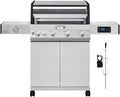 Monument Grills Denali 405 4-Burner Liquid Propane Gas Smart bbq Grill Stainless Steel with Rotisserie Kit(2 items)