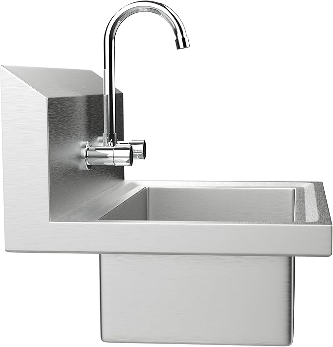 Bonnlo Upgraded Commercial Hand Wash Sink Stainless Steel Prep/ Bar Sinks - Wall Mount Utility Sink with Faucet, Heavy Duty Hand Washing Basin for Commercial Restaurant RV Kitchen, 17x 15 x 14