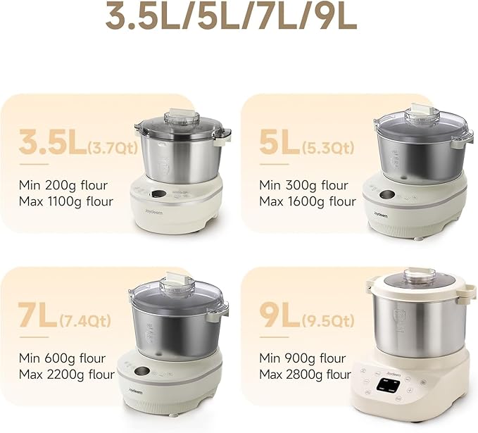 Joydeem Electric Dough Maker with Ferment Function, 5.3Qt Dough Mixer Machine, Perfect for Bread Pizza Roti Dumpling Dough & Sourdough, HMJ-A501