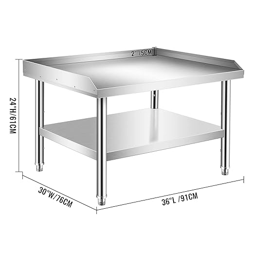 Stainless Steel Grill Equipment Stand Table with Adjustable Storage Undershelf, Great for Hotel, Home, and Restaurant Kitchen Switchgold, 36x30x24
