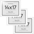 Homeforia 16x20 Diploma White Frame, High End Oak 16 x 20 Certificate Wood Frames with Mat 14 by 17 inch, 20x16 Document Frame Matted to 14x17, Wooden Degree Frames, Tempered Glass, Wall Kit, Set of 3