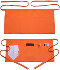 Argstar 2 Pack Server Apron with 4 Pockets, Waitress Waiter Waist Short Aprons(Available in 60/120 Pack)