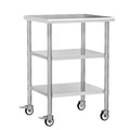Stainless Steel Work Table with Wheels, 24x24 Inch NSF Kitchen Prep Table with 2 Adjustable Undershelves for Commercial Restaurant, Garage, Outdoor BBQ