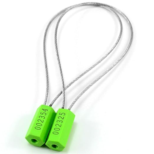 Tamper Proof Security Cable Tags for Truck Trailer Pull-Tite Metal Shipping Seals Numbered Padlock Seals for Container(Pack of 1000 pcs, Green)