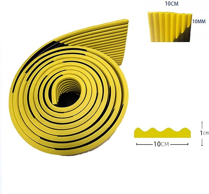 Heavy Duty Wall & Corner Guards 5m Corrugated Self-Adhesive NBR Rubber Protection with Yellow/Black Stripes for Parking Columns & Garage Safety(5PCS,10 cm)