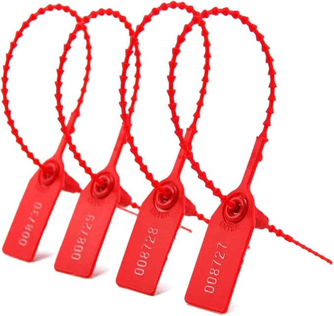 Security Seal, Numbered Zip Ties for Fire Extinguisher Pull Tite Tamper Proof Tags Self Locking Plastic Label 250mm Pack of 1000 (Red)