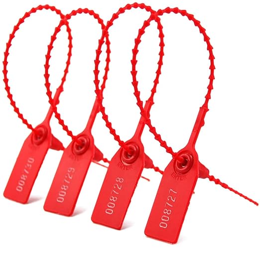 1050 PCS Red Numbered Security Zip Ties for Fire Extinguisher Plastic Tamper Evident Seal Tags Pull Tite Self-Locking Disposable Safety Locks