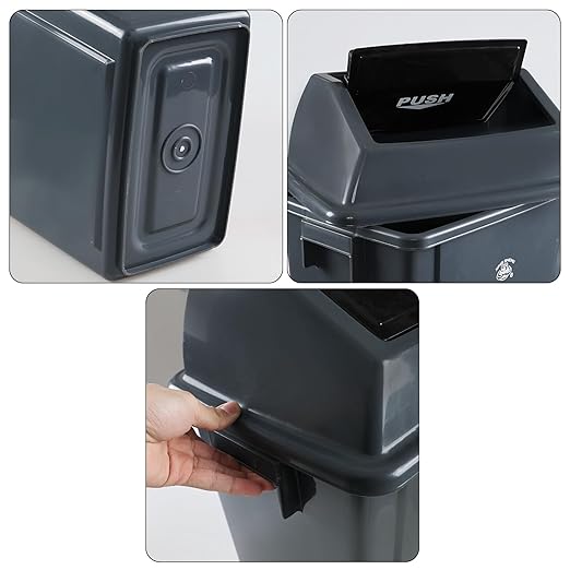 Plastic 15 Gallon Trash Can, 4 Packs Large Kitchen Garbage Bins with Swing Lid