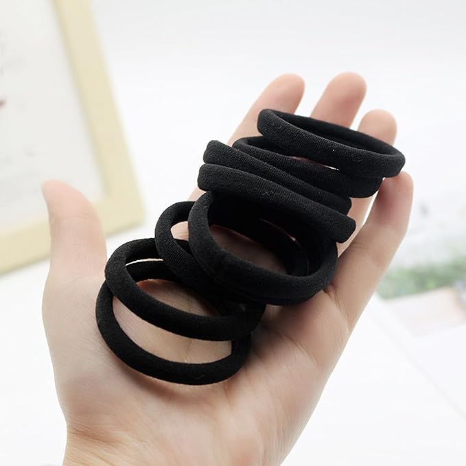 200PCS Black Hair Ties for Women & Girls Men Kids Toddler - Seamless, Thick, No Damage Elastic Hair Bands for Ponytails, Workouts, and Daily Use, Soft Seamless Nylon Hair Ties For Thick & Curly Hair.