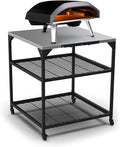 ooni Large Modular Outdoor Table - 31x31x35 Inch Stainless Steel Pizza Oven Stand, Barbecue Cart, Outdoor Pizza Station