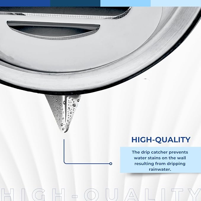 Fits 5" Neck Dryer Duct | Stainless Steel Round Exhaust Air Dryer Vent Cover Hood with Rubber Seal - Rust-Resistant, Weatherproof and Efficient Airflow Exterior Wall Outlet Duct Ventilation Grille