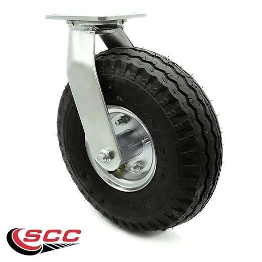 Service Caster Brand Replacement Caster for Uline Caster H-3329BL-S - Swivel Top Plate Caster with 10 Inch Pneumatic Wheel - Heavy Duty Replacement - Fits Platform Trucks and Utility Carts H-2473