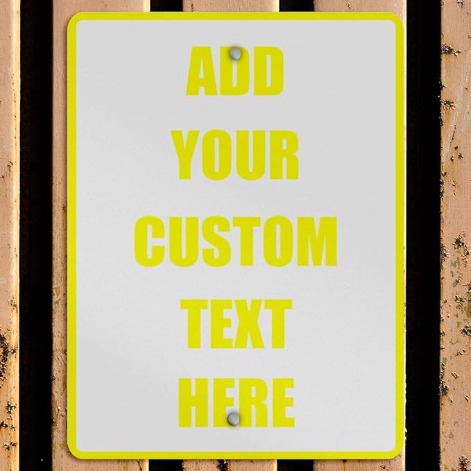 Aluminum Weatherproof Metal Sign Multiple Sizes Custom Personalized Text Here White Yellow Caution Vertical Street 18x24Inches