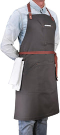 Apron with Pockets, Mens Womens Chef Bib Apron for Kitchen Cooking Grill BBQ Baking Server with Towel Loop