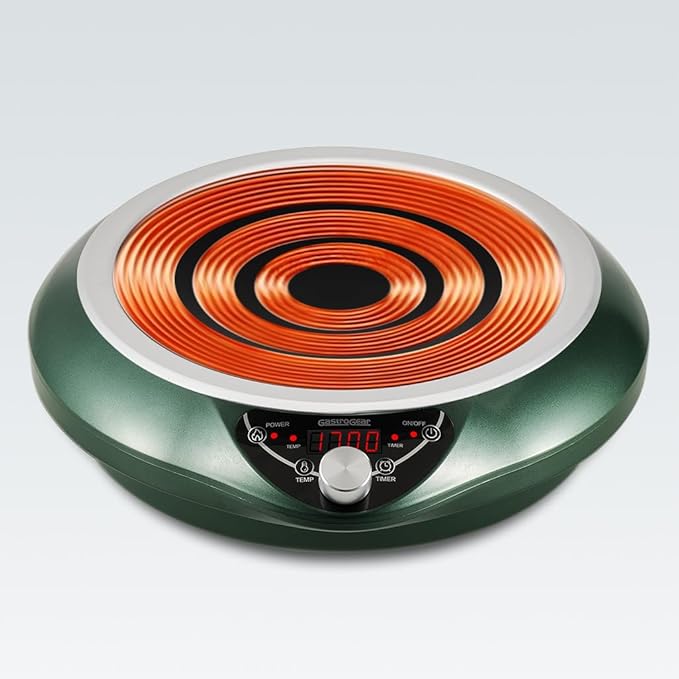 Induction Wok Pan Cooktop 1700W (85V~175V) 16 Levels Temperature & Power Control Induction Wok Burner with 18 Hours Timer, Auto-off, Fast & Even Heating Concave Electric Stove (Green)