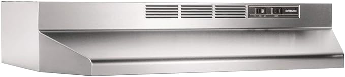 Broan-NuTone 413004 Non-Ducted Ductless Range Hood with Lights Exhaust Fan for Under Cabinet, 30-Inch, Stainless Steel