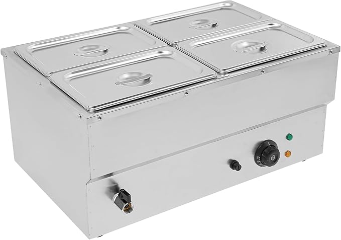 DYNAMI 110V 1500W Commercial Buffet Food Warmer,Large Capacity 4 Pan(4 * 4.8QT) Stainless Steel Electric Countertop Steam Table with Intelligent Thermostat Design,for Parties Buffet Catering