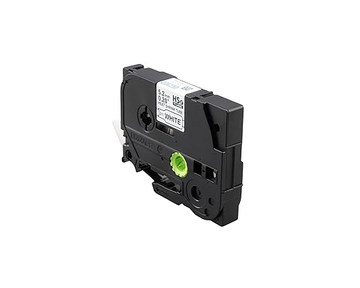 Brother HSe211E 5.28mm (0.2in) Black on White 3:1 Heat Shrink Tube, 0.2 inch