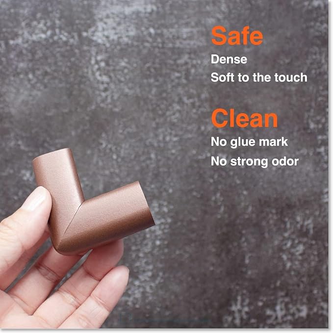 Roving Cove Slimfit Corner Edge Protector for Baby Proofing (Small 15ft Edge 4 Corners), Furniture Safety Bumper Guard, Soft NBR Rubber Foam, 3M Adhesive, Coffee Brown