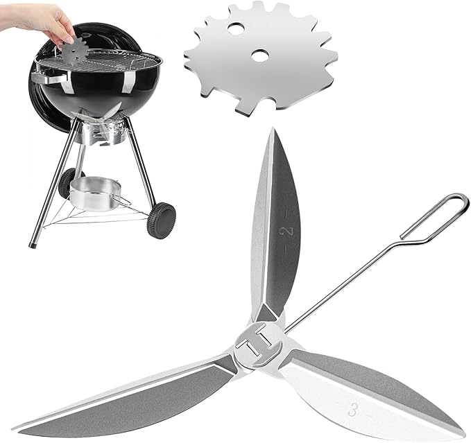 22-1/2-Inch One-Touch Cleaning System Kit, 7444 Replacement Parts-Grill Damper for Weber Grill, Also for Master-Touch Series, Performer Series, and Original Kettle Series 22" Charcoal Grills, Silver