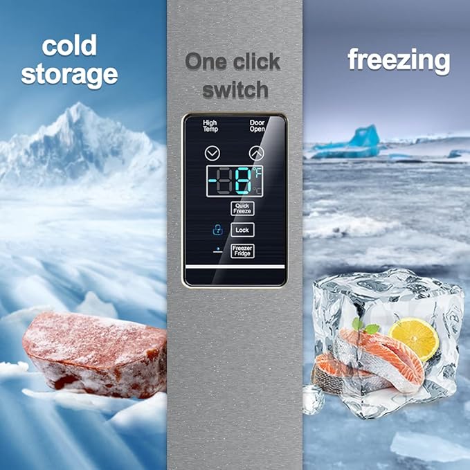 SMETA Upright Freezer 18 Cu ft Convertible Freezers Refrigerator, Garage Ready Stand Up Frost-Free Freeerless Fridge with Tempered Glass Shelves SS