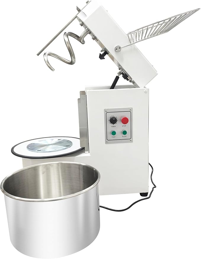 30L Commercial Dough Mixer 110V, Double-Speed Dual-Motion System (Bowl & Spiral Hook) Stainless Steel Dough Kneading Machine, Detachable Bucket, for Mixing Flour