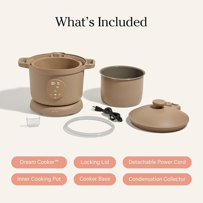 Our Place Dream Cooker | 6 Qt Ceramic Nonstick Multicooker & Pressure Cooker with Touchscreen Controls & Auto Steam Release | 4 Modes: Pressure Cook, Sauté/Sear, Slow Cook & Warm | Steam