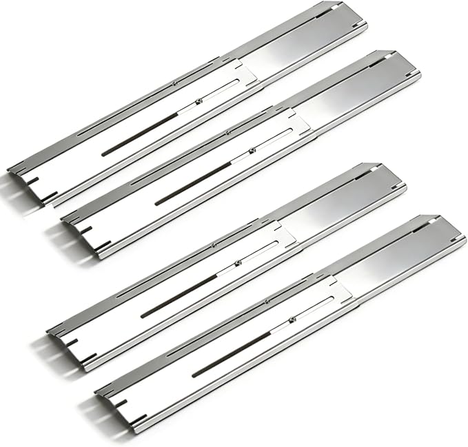 Universal Adjustable Grill Gurner Covers, Flavorizer Bar, Heat Tent, Heat Plate Shields, Flame Tamer for Gas Grill Replacement Parts, Extends 11.75" up to 21" L（4 Pcs