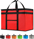 NZ home Insulated Bags for Food Delivery (2XL) Grocery Shopping Cooler Bag, Pizza Delivery, Hot & Cold Catering Tote, Reusable, Foldable & Heavy Duty (Red)