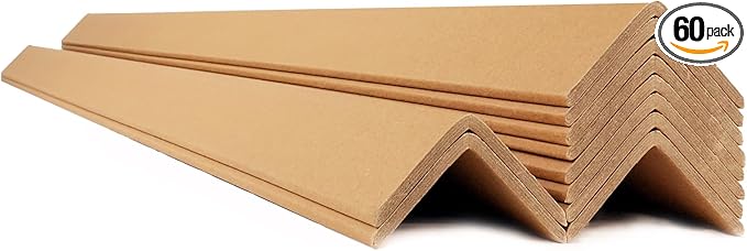 Cardboard Edge Protectors for Shipping - 2"W x 2"D x 48"L, Edge Protector, Pallet Corner Protectors, V-shape cardboard,Box Corner Protector,Packaging Edge Protectors,Brown,.12Ga - 60/Pack