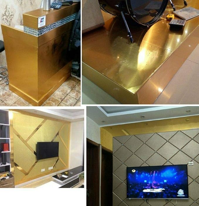 Hopepak Gold Contact Paper Peel and Stick Metallic Self Adhesive Removable Wallpaper Waterproof Vinyl Roll for Furniture Shelf Liner Kitchen Appliances DIY Decor 17.3''x118''