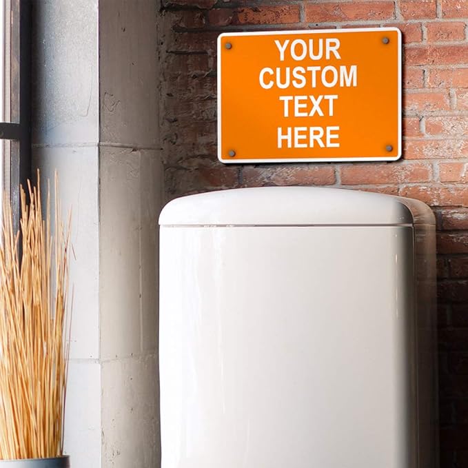 Aluminum Weatherproof Metal Sign Multiple Sizes Custom Personalized Text Here Orange White Warning Horizontal Street Signs 10x7Inches