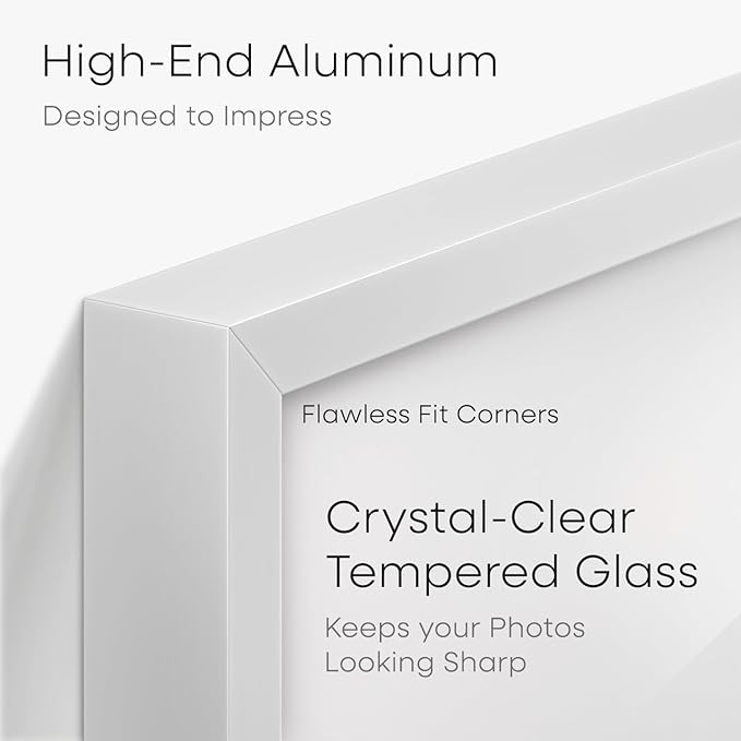 Homeforia 14x22 Picture Frame White, High End Metal 14 x 22 Poster Frames with Mat 12 x 16 for Photo, 14x22 White Frame Matted to 12x16 inch Print, 22x14 Thin Frame, Tempered Glass, Wall Kit, Set of 1