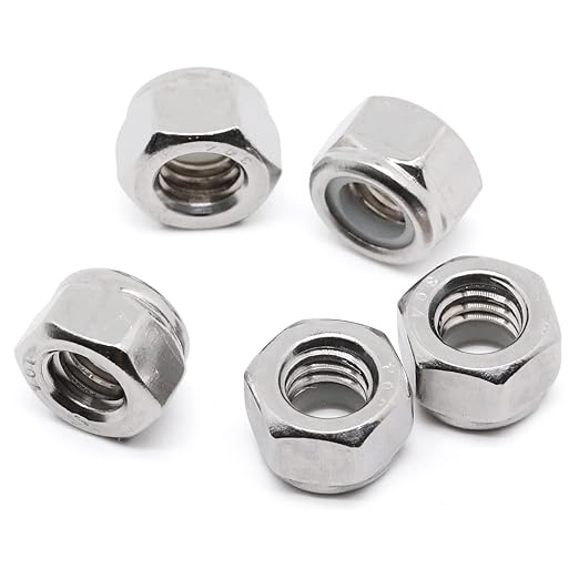 MewuDecor #10 24 Nylon Insert Hex Lock Nuts Locknuts, 304 Stainless Steel 18-8, Bright Finish, 100 PCS