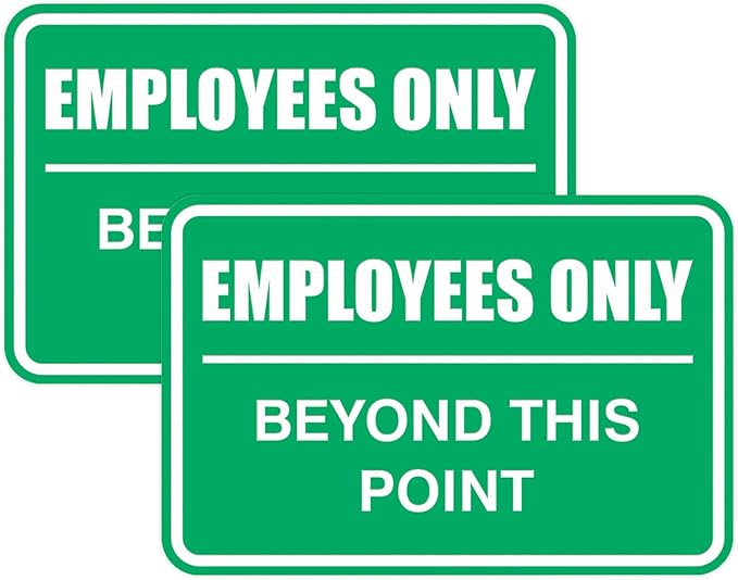 All Quality Classic Framed Employees Only Beyond This Point Wall or Door Sign | Easy to Install Business Signage - Medium (Green) 2 Pack