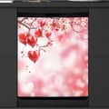 Beautiful Valentine's Day Flowers Dishwasher Magnet Cover, Reusable Refrigerator Panel Stickers Microwave Front Door Covers Magnets for Kitchen Home Appliances Holiday Party Decorations 23 X 26 in