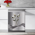 Stainless Steel Flower Wallpaper Dishwasher Cover Decorative Magnetic Sticker Kitchen Refrigerator Covers for The Front Fridge Door Magnet 23W x 17H inchs